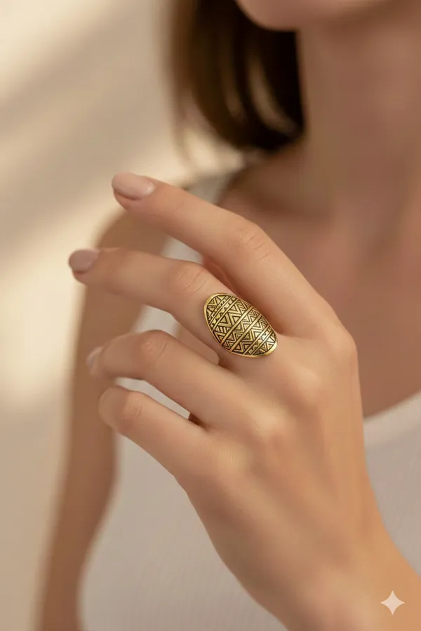 Antique_Gold_Tribal_Lattice_Ring_For_Women